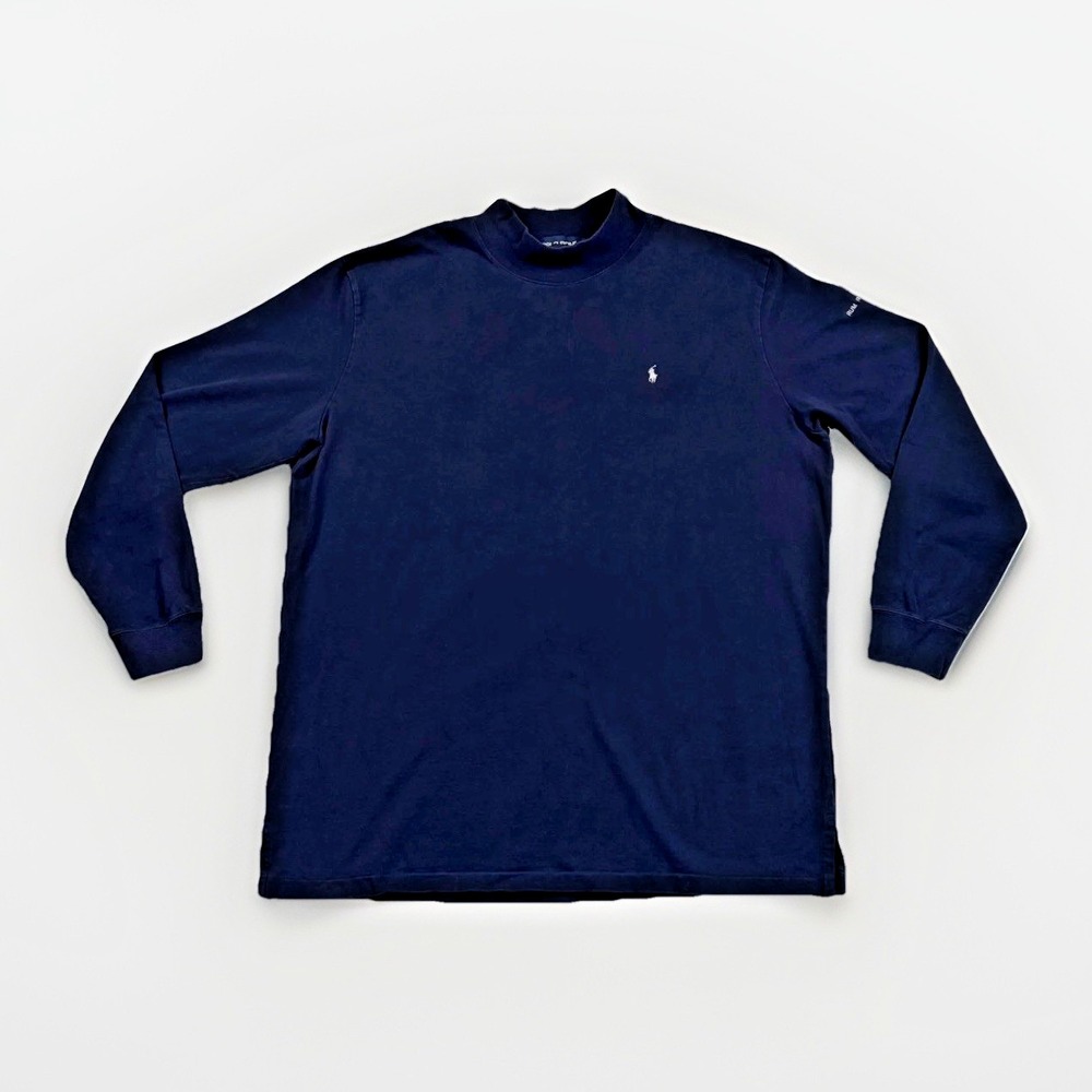 Polo Golf Mock Neck Shirt Mens XXL Navy Blue Long Sleeve Rum River Hills